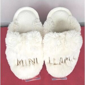 Lauren Conrad Mini Llama Slippers Youth Girl"s‎ 11-12 Ivory Faux Fur Ears Fuzzy
